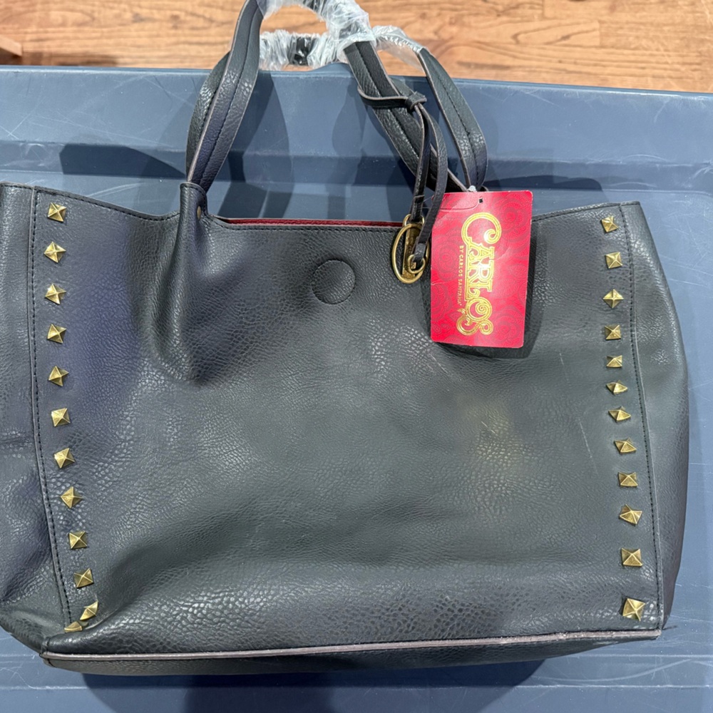 Carlos Santana Black and Gold Studded Tote